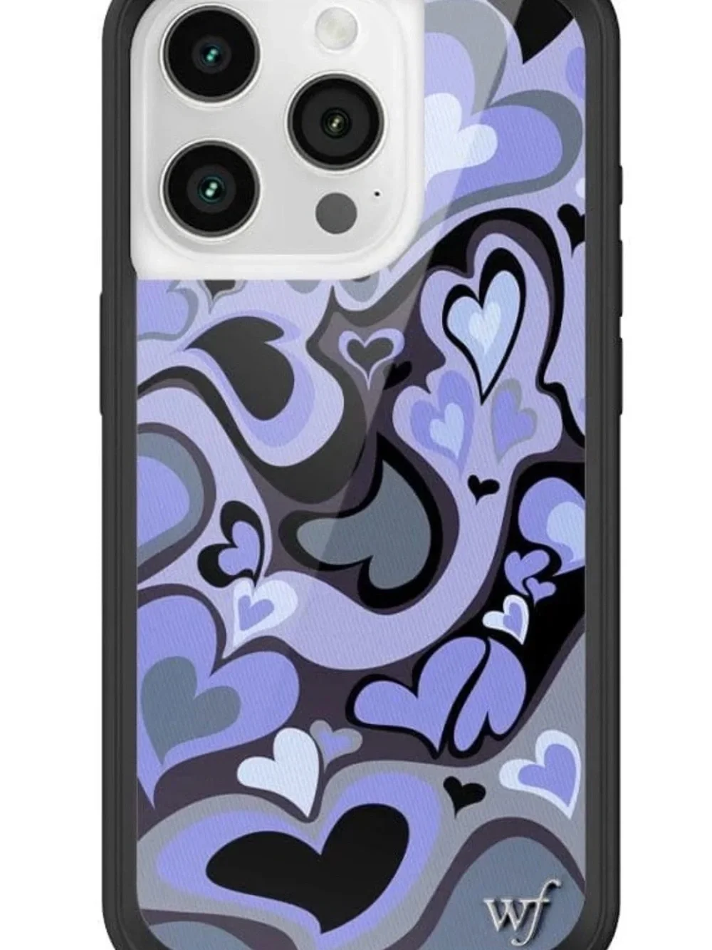 Wildflowers iPhone 15 Pro Case - Navy and Purple Heart Pattern